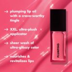 e.l.f. Glow Reviver Plumping Lip Oil, Tinted Lip Plumper For A High-Shine, Plump Finish, Infused With Jojoba Oil, Vegan & Cruelty-Free, Burst Bubble - Image 2