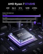 KAMRUI AM21 Mini PC, AMD Ryzen 7 8745HS (8C/16T, up to 4.9GHz), 32GB DDR5 5600MHz RAM, 1TB M.2 2280 PCIe 4.0 SSD, Mini Desktop Computer with Radeon 780M, USB4, Quad Display, Dual LAN, HDMI, WiFi 6 - Image 3