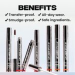 Sacheu Lip Liner STAY-N Peel Off Lip Stain — Long Lasting Waterproof Lip Tint with Hyaluronic Acid & Vitamin E — Transfer Proof Matte Finish, Vegan & Cruelty-Free (p-INKED) - Image 4