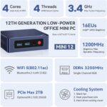 Beelink EQ Mini PC,Mini S12 N95 Intel Alder Lake-N95 (up to 3.4GHz),16GB DDR4 500GB M.2 SSD Mini Desktop Computer, Support 4K@60Hz Dual HDMI Display, 2.5G LAN/USB3.2/Low-Power Home/Office Micro PC - Image 2