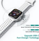 USB C Apple Watch Charger, [Apple MFi Certified] Magnetic iWatch Fast Charging Cable Cord 6ft and iPhone Type C Wall Charger Plug Block for Apple Watch Series Ultra 2/Ultra/11/10/9/8/7/SE/6/5/4/3/2 - Image 2