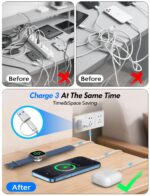 Travel Essentials for Apple Watch Charger,iPhone Charger,3 in 2 Type C/Lightning/Magnetic Fast Charging Cable,Multi Charging Cable Portable Designed for iWatch Series,iPhone 17-11,Galaxy S25-21-4FT - Image 4