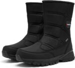 SILENTCARE Men's Winter Waterproof Snow Boots Warm Slip On Mid-Calf Zipper Booties Lightweight Outdoor Athletic
