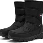 SILENTCARE Men's Winter Waterproof Snow Boots Warm Slip On Mid-Calf Zipper Booties Lightweight Outdoor Athletic