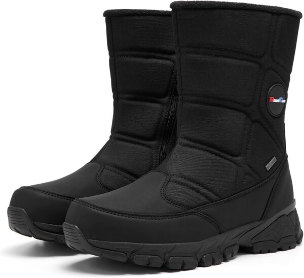 SILENTCARE Men's Winter Waterproof Snow Boots Warm Slip On Mid-Calf Zipper Booties Lightweight Outdoor Athletic
