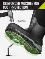TIDEWE Work Boots Puncture-Proof with Steel Toe & Shank, Waterproof Anti Slip Rubber Boots for men, 6mm Neoprene Outdoor Boots, Durable Hunting Boots for Manufacturing, Construction, Farming(Black,Size 7-13) - Image 2