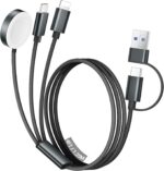 Temdan for Travel Vacation Essentials,3 in 2 USB C Cable for Apple Watch Charger/iPhone 17 Charger/Lightning,Multi Charging Cable Cord,Camping Essentials,Designed for iWatch &iPhone 16-12-4FT Black