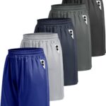 5 Pack Athletic Gym Mens Shorts - Workout Black Quick Dry Basketball Shorts with Pockets for Running Casual Activewear