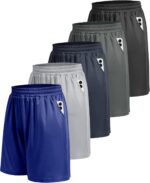 5 Pack Athletic Gym Mens Shorts - Workout Black Quick Dry Basketball Shorts with Pockets for Running Casual Activewear