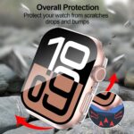 Smiling 2 Pack Case Compatible with Apple Watch Series 11 (2025)/ Series 10 42mm with Tempered Glass Screen Protector, Hard PC Case Scratch-Resistant Overall Protective Cover- 1 Black + 1 Transparent - Image 3