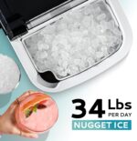 EUHOMY Nugget Ice Maker Countertop with Handle, Ready in 6 Mins, 34lbs Per Day, Removable Top Cover, Auto-Cleaning, Portable Sonic Ice Maker with Basket and Scoop, for Home/Party/RV/Camping (Black) - Image 2