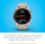 Garmin fēnix 7S Pro Sapphire Solar, Multisport GPS Smartwatch, Built-in Flashlight, Solar Charging Capability, Sand - Image 3
