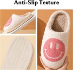 Bevaney Smile Face Slippers for Women - Soft Plush Retro Preppy Slip-on Comfortable Indoor/Outdoor Shoes - Image 5