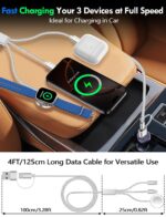 Travel Essentials for Apple Watch Charger,iPhone Charger,3 in 2 Type C/Lightning/Magnetic Fast Charging Cable,Multi Charging Cable Portable Designed for iWatch Series,iPhone 17-11,Galaxy S25-21-4FT - Image 3