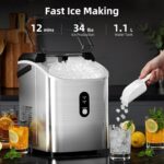 Antarctic Star Nugget Ice Maker Countertop with Soft Chewable Ice, Portable Sonic Ice Maker with Basket and Scoop, Removable Top Cover, Auto-Cleaning for Home/Party/RV/Camping (Stainless Steel Silver) - Image 2