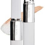 ELROEL Blanc Cover Cream Stick V White - Korean Color-Changing Foundation Stick with Volufiline - Medium to Full Coverage Dewy Finish Base Makeup - Dual-Ended with Detachable Brush (202 Natural)