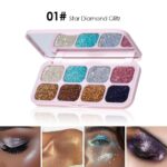 BAISEN DIARY 8-Color Glitter Eyeshadow Palette, Star Diamond Glitz, High Shine Metallic & Sparkle Shades, Long-Lasting Waterproof Eye Makeup, Smooth Blendable Powder for Party & Night Look - Image 3
