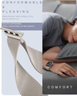 Original Stainless Steel Milanese Loop Compatible with Apple Watch Band 38mm 40mm 41mm 42mm 44mm 45mm 49mm, Magnetic Clasp Replacement Band for iwatch Series 9, Ultra 2/Ultra, SE/SE 2nd Generation, 8 7 6 5 4 3 2 1, Women & Men Watch Bands for iWatch (Starlight, 41mm/40mm/38mm) - Image 4