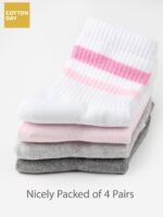 COTTON DAY Kids Girls Valentine's Day Socks with Hearts Stripes Strawberry - Image 5