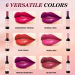 Watvsk Wine Lip Tint Gloss Set Wine Bottle Lip of 6 Colors for Women Long-Lasting with Non-Drying Formula for Soft Natural Lips Daily & Party Makeup Kit Feather-Light Waterproof Stain Set - Image 6