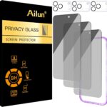 Ailun 3 Pack for iPhone 17 Pro Max Privacy Screen Protector [6.9 inch]+ 3 Pack Camera Lens Protector with Installation Frame,Dynamic Island Compatible,Anti Spy Tempered Glass[9H Hardness]-HD