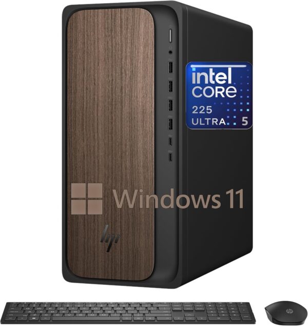 HP 2025 OmniDesk M03 Premium Business Next Gen AI Desktop Computer Intel Core Ultra 5 225(Up to 4.9GHz), 16GB DDR5 RAM, 256GB PCIe SSD,+ 1TB HDD Wi-Fi 6, HDMI, DP, 2-Monitor Support 4K, Windows 11