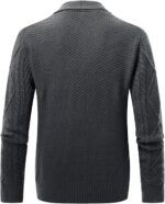 JMIERR Men's Casual Wool Blend Cardigan Sweaters Long Sleeve Shawl Collar Buttons Down Cable Knit Sweater - Image 8