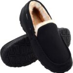 Vonair Mens Moccasin Slippers Indoor Outdoor Slip on Warm House Shoes Breathable Moccasins for Men