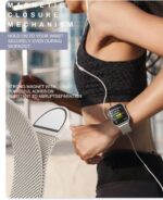 Original Stainless Steel Milanese Loop Compatible with Apple Watch Band 38mm 40mm 41mm 42mm 44mm 45mm 49mm, Magnetic Clasp Replacement Band for iwatch Series 9, Ultra 2/Ultra, SE/SE 2nd Generation, 8 7 6 5 4 3 2 1, Women & Men Watch Bands for iWatch (Starlight, 41mm/40mm/38mm) - Image 3