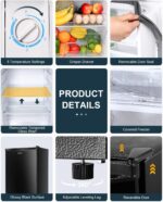 Upstreman 3.2 Cu.Ft Mini Fridge with Freezer, Single Door Mini Fridge, Dorm Fridge, Adjustable Thermostat, Mini Refrigerator for Bedroom, Office, Dorm, Black-BR321 - Image 5