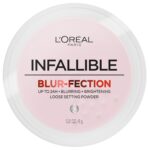 L'Oreal Paris Infallible Blur-fection Longwear Loose Setting Powder, Blurring Face Powder With Up to 24HRs of Wear, Brightening Light Pink, 1 Kit