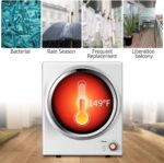 COSTWAY Compact Laundry Dryer, 110V Electric Portable Clothes Dryer with Stainless Steel Tub, Control Panel Downside Easy Control for 4 Automatic Drying Mode, White - Image 5