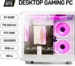 Gaming PC Desktop, Ryzen 7 8700F, GeForce RTX 5060(8G), 32GB DDR5 RAM, 1TB NVMe 3.0 SSD, Wi-Fi 6 650W PSU High-end Tower Computer (White) - Image 5