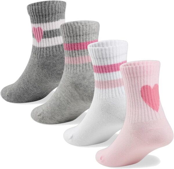 COTTON DAY Kids Girls Valentine's Day Socks with Hearts Stripes Strawberry