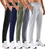 5 Pack Men's Sweatpants with Zipper Pockets Stretch Lightweight Athletic Track Activewear Pants for Men Joggers