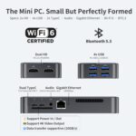 DreamQuest Mini PC Windows 11 Pro Preloaded, Intel N95 (up to 3.4GHz) Mini Desktop Computers 12GB DDR5 512GB SSD, 2*USB C, 2*HDMI, 4*USB 3.2, LAN,WiFi 6, Bluetooth5.3, Support 4K 60Hz - Image 3
