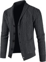 JMIERR Men's Casual Wool Blend Cardigan Sweaters Long Sleeve Shawl Collar Buttons Down Cable Knit Sweater - Image 7