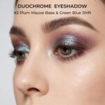 Duochrome Glitter Eyeshadow Palette, Iridescent Color Shift Shimmer, High Pigment Holographic Chameleon Eye Shadow with Mirror, Long Lasting & Buildable Topper (2# Plum Mauve) - Image 2