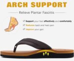 KuaiLu Men's Yoga Mat Leather Flip Flops with Arch Support Comfortable Cushion Walking Thong Sandals Slip On Indoor Outdoor - Image 4