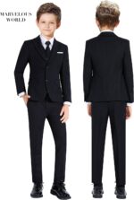 Marvelous World Boys' Formal Slim Fit Suit Set, Adjustable Waist - Image 2