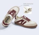 LUCKY STEP Women Classic Retro Gum Sole Fashion Sneakers Casual Tennis Skate Shoe Genuine Leather Walking Footwear Anti Slip Trainers - Image 2