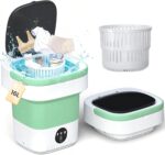 Portable Washing Machine - 16L Mini Foldable Washer with Spin Basket, 3 Cleaning Modes & Deep Cleaning for Small Clothes, Collapsible Laundry for Apartment, Home, Hotel and Travel (Green)