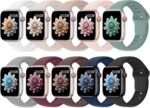 10 Pack Silicone Bands Compatible with Apple Watch 38mm 40mm 41mm 42mm 44mm 45mm 46mm 49mm Women Men, Soft Waterproof Replacement Wrist Sport Band for iWatch Series 11 10 9 8 7 6 5 4 3 2 1 SE Ultra