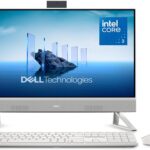Dell 24 All-in-One Desktop ec24250-23.8-inch FHD Display, Intel Core 3 Processor 100U, Intel Graphics, 8GB DDR5 RAM, 512GB SSD, Windows 11 Home, Onsite Service+6 Months Retail Migrate - White