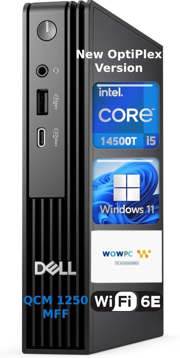 Dell Pro Micro QCM1250 Mini Desktop Computer, New OptiPlex Version AI PC for Business&Home, Intel Core i5-14500T, 32GB DDR5, 1TB PCIe+500GB External SSD, Dual 4K Display Support, USB-C, Win11