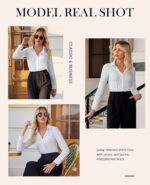 siliteelon Button Down Shirts for Women Slim fit Long Sleeve Stretch Dress Shirts Work Shirt Wrinkle Free Office Blouses - Image 7