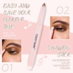 2in1 Cream Eye Shadow Brightener Sticks for Eyes, Neutral Highlighte High Pigmented Makeup with Blending Brush Built-in Sharpener, Long Lasting Eye Makeup sombras en crema para ojos #Cashmere brown - Image 6