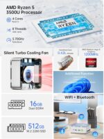 GMKtec Mini PC Computer, G10 Ryzen 5 3500U (Beats N150/3300U/3200U), 16GB RAM 512GB SSD 2.5GbE NIC LAN Desktop Office Home Business HTPC, Triple 4K Display, WiFi, BT, USB-C, DP, Type-C PD, HDMI 2.1 - Image 2