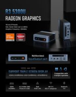 BOSGAME E5 Multi-Functional Mini PC, Ryzen 3 5300U 4-core 8-Thread Dual LAN Desktop Computers, 16GB DDR4 1TB PCIe 3.0x4 SSD, Triple Displays HDMI 2.0x1, DisplayPortx1, USB-C x1, Wi-Fi 5, BT 5.0 - Image 2