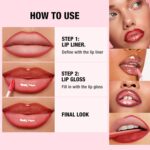 Hyesamyo Dark Red Lip Gloss Lip Liner Set, Lip kit with Lip Oil Lip Liner, Lip Plumer Gloss lip liner Pencil Waterproof Long Lasting Smudgeproof (12# dark red) - Image 3